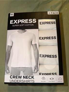 Express Men’s Crew Neck Undershirts - White (4-Pack)